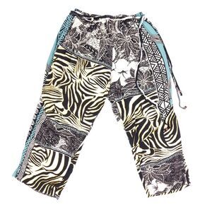 JAMS WORLD Zebiscus Zebra Print Harem Pants Resort Boho Coconut Girl Hawaiian